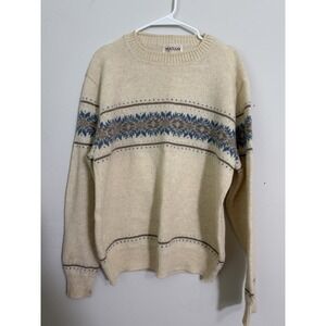 Vintage Maxam Sweater Mens Large Knit Snowflake Nordic Pullover USA Preppy